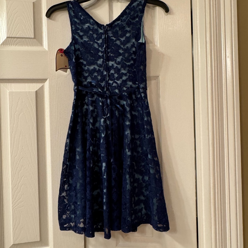 Speechless Blue Sleeveless V-Neck Fit and Flare Dress, Girls SZ 12, NWT